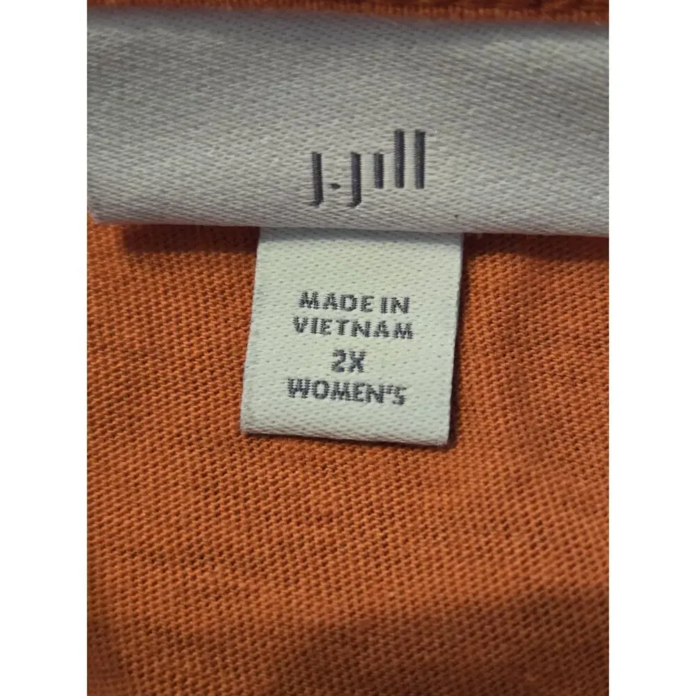 J. Jill Linen Blend Orange Tank Tunic Fringe Tassel Trim Festival Boho 2X Plus - Picture 5 of 6